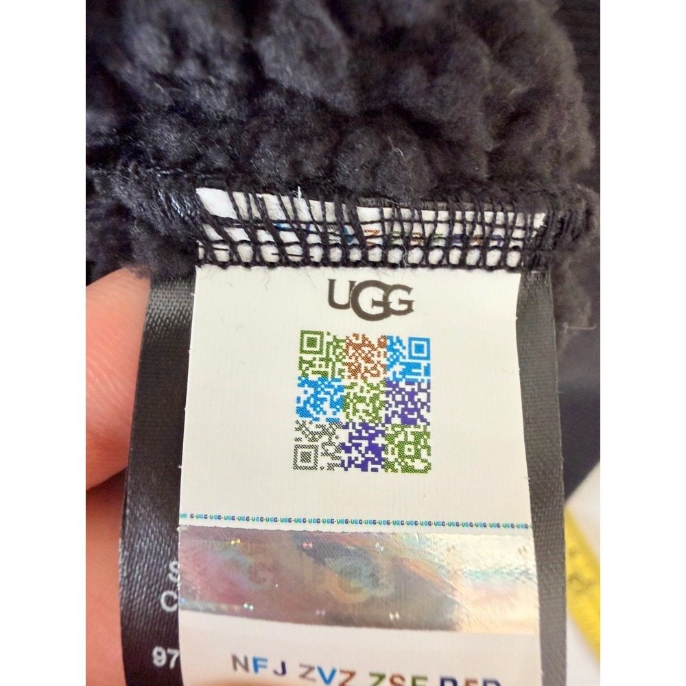 UGG Sherpa Fleece Pullover Women's M Black Half Zip Teddy Faux Fur Granola Cozy‎ - Picture 7 of 8